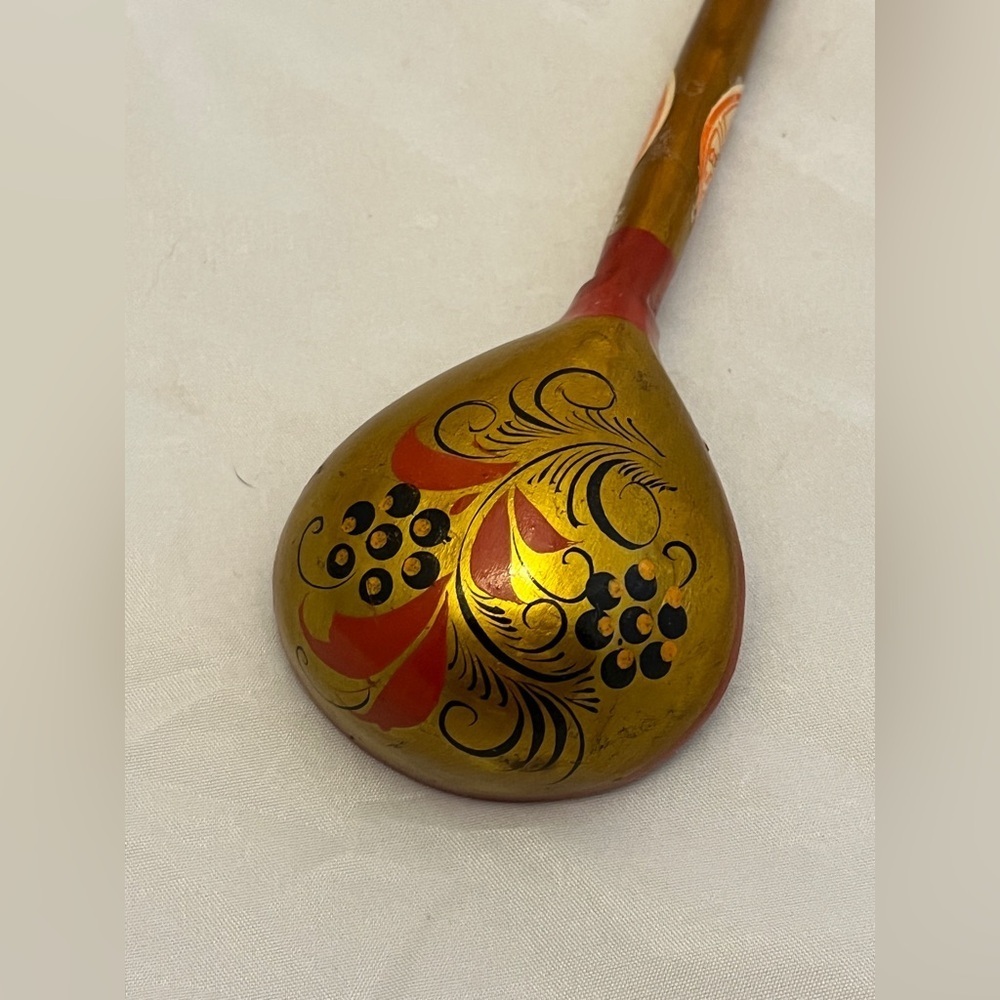 Hand Painted Wooden Khokhloma Spoon, Made in USSR, Vintage EUC - Picture 5 of 9